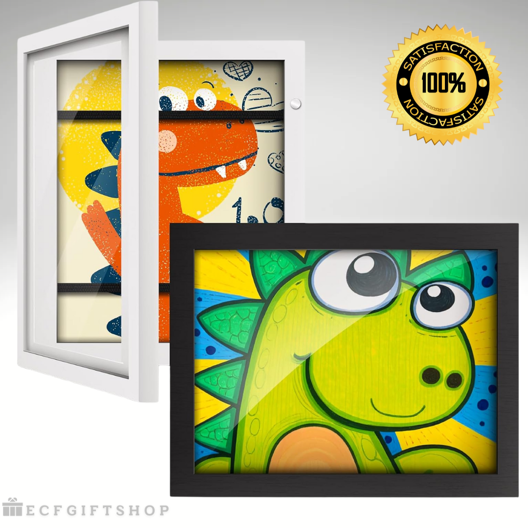 4-Pack Kids Art Display Magnet Frame + 3-Pack Smart LED Art Light