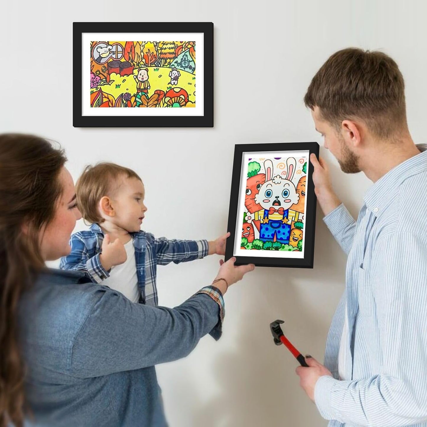 4-Pack Kids Art Display Magnet Frame + 3-Pack Smart LED Art Light
