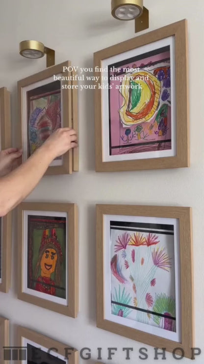 4-Pack Kids Art Display Magnet Frame + 3-Pack Smart LED Art Light